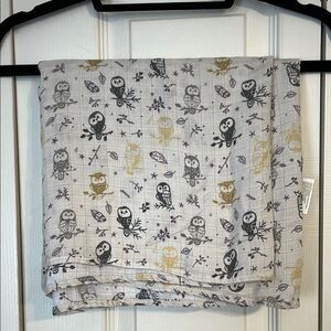MiracleWare Miracle Blanket Forest Owl Cream Gray Yellow Cotton Lightweight